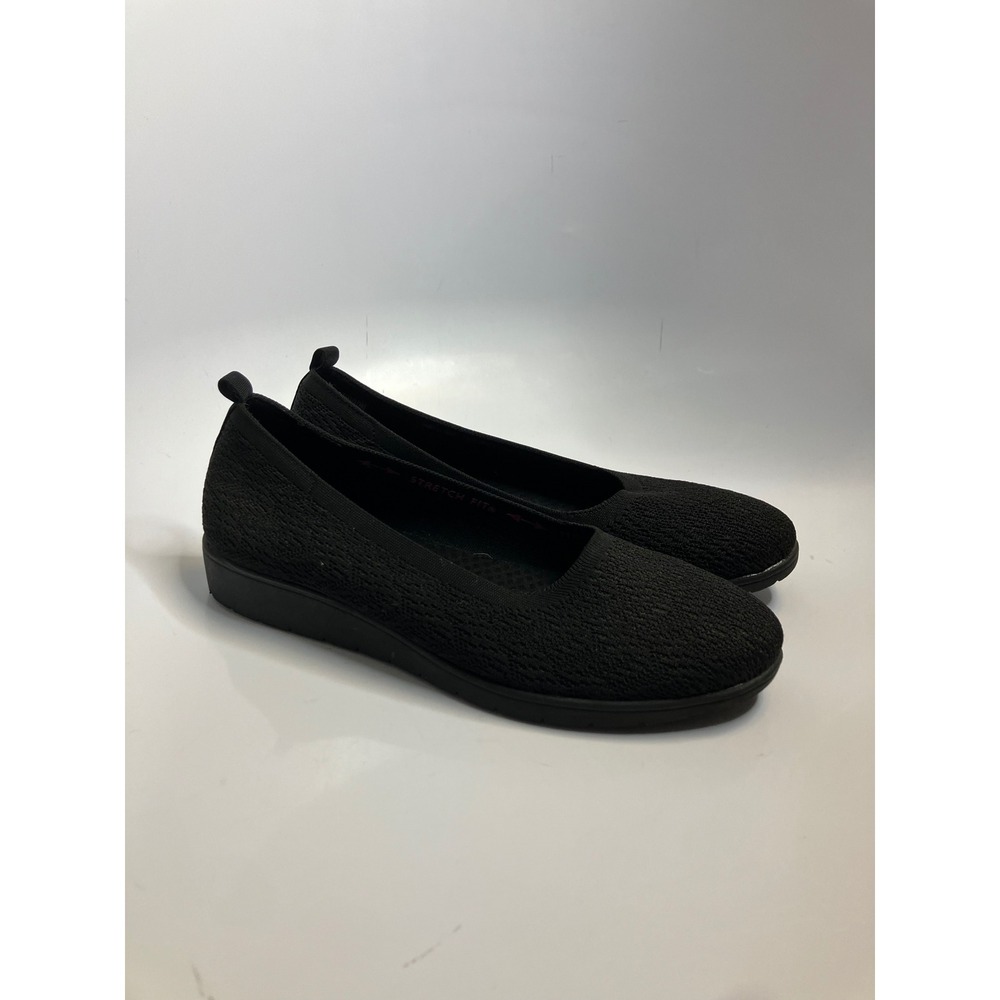 Skechers Stretch Fit Flats Women 10 Black Excellent Memory Foam Slip On 158323